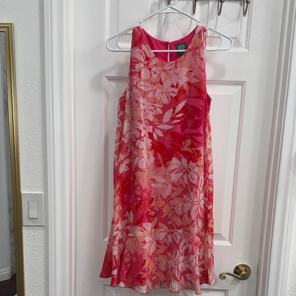 Vince Camuto Pink Floral Sleeveless Midi Dress
